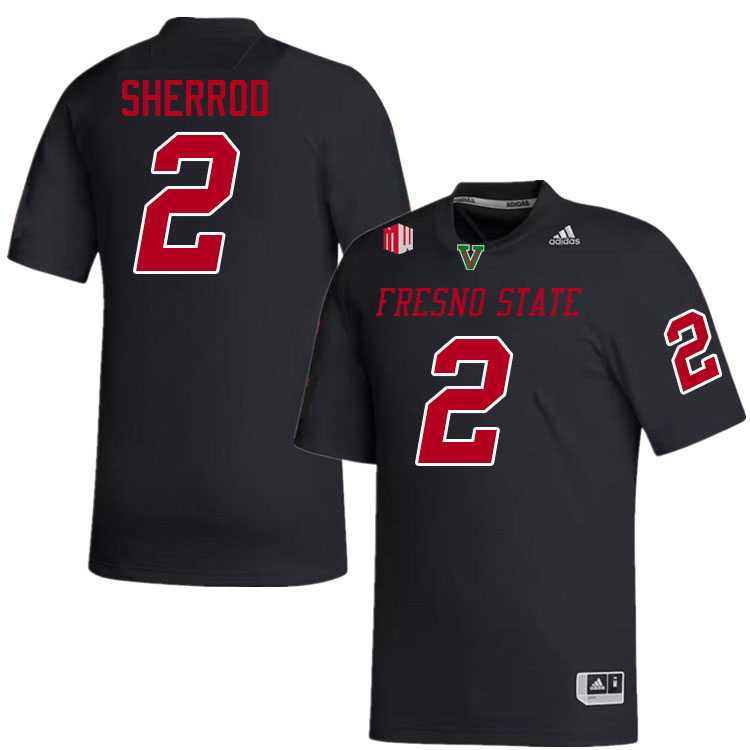 Men #2 Malik Sherrod Fresno State Bulldogs College Football Jerseys Stitched-Black